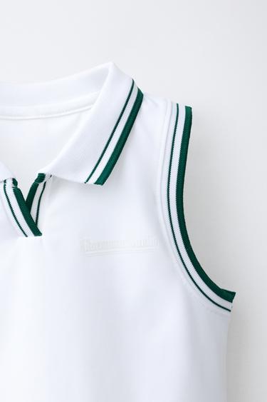 POLO AVEC TEXTE ET LISERÉS EN CONTRASTE - Blanc de Zara - Image 2