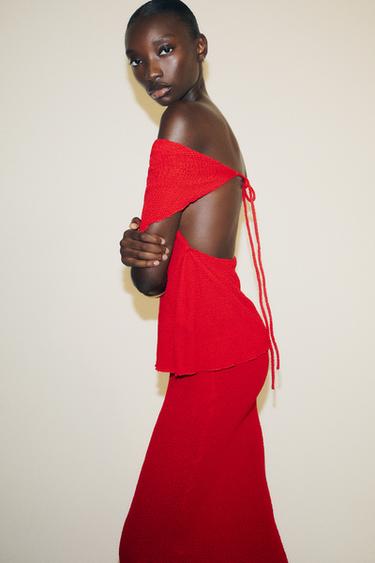 MULTI-WAY TEXTURED LAYERED TOP - Intense red by Zara - Image 4