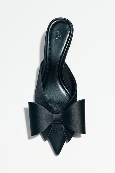 MULE بكعب وربطة - أسود الخاص بـ Zara