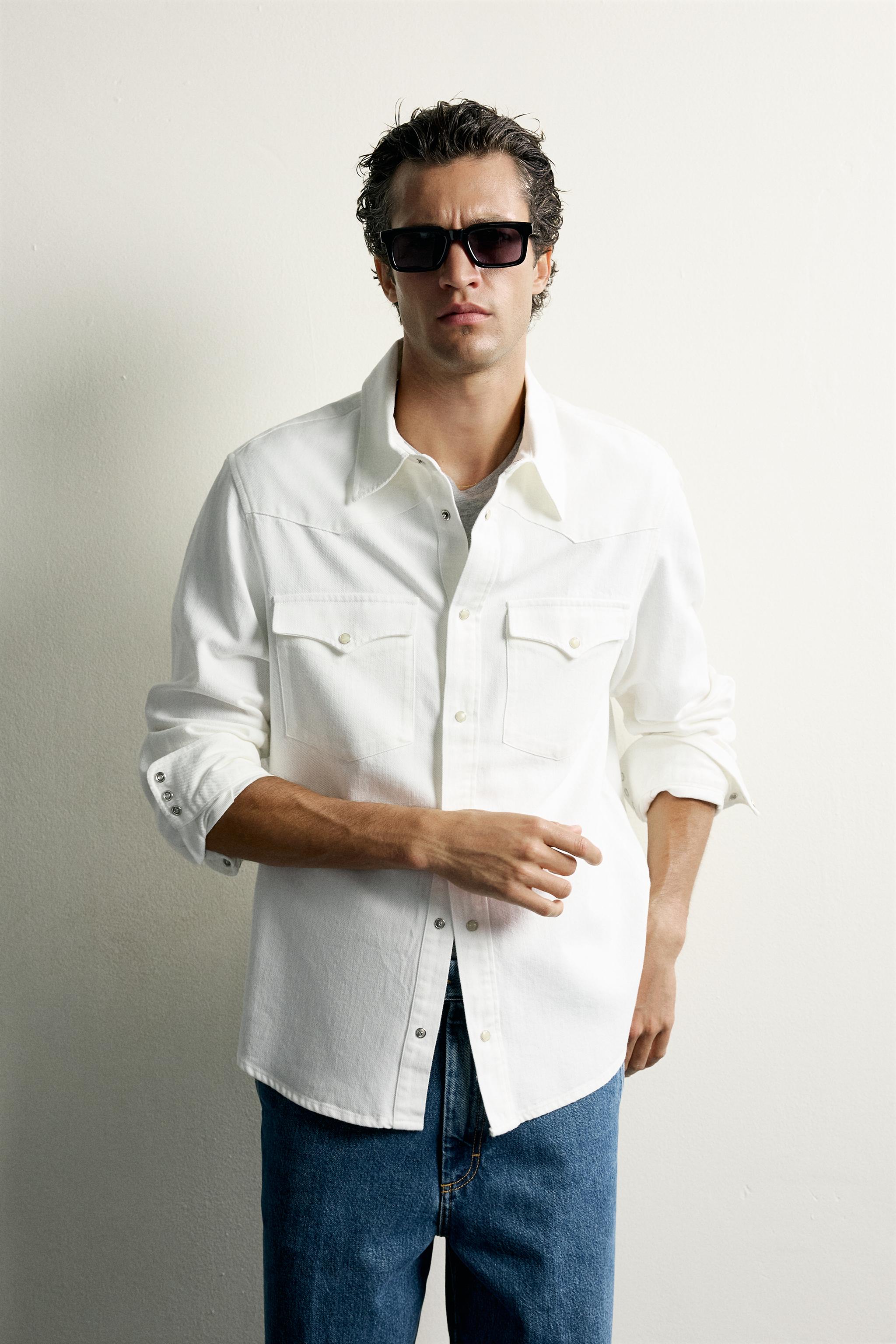 COTTON-LYOCELL REGULAR FIT WESTERN SHIRT — White