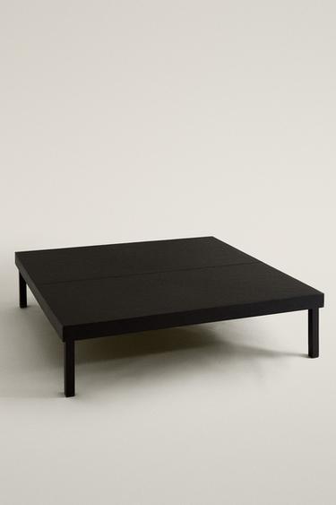 WOOD & LEATHER COFFEE TABLE — Black 2