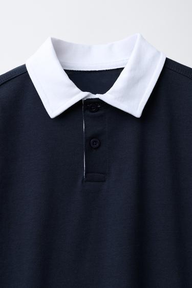 CONTRAST COLLAR POLO SHIRT WITH ELBOW PATCHES - Navy blue by Zara - Image 2