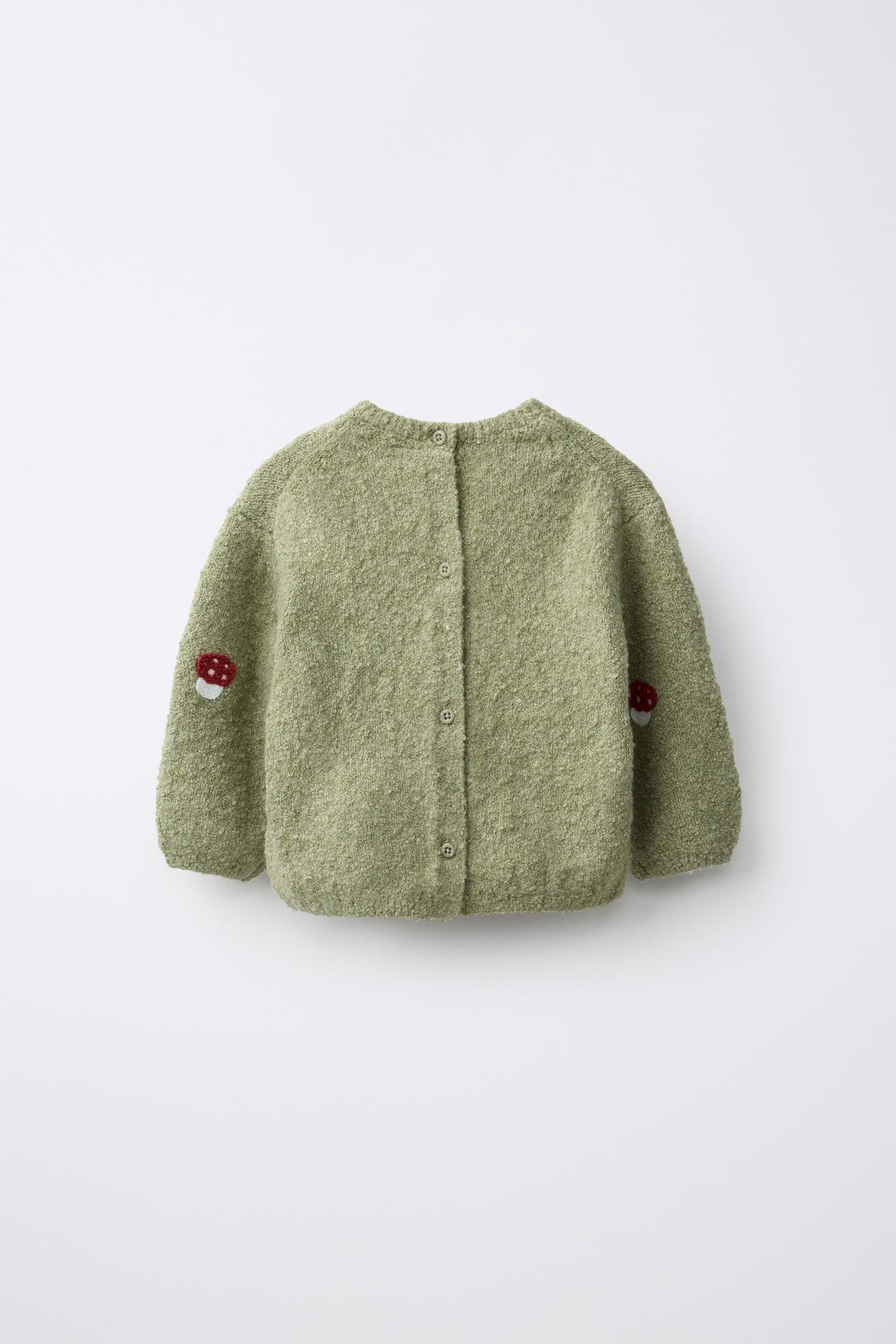 EMBROIDERED MUSHROOM KNIT JUMPER — Mid-green