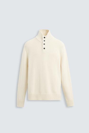 JERSEY ALGODÓN - LANA BOTONES - Crudo de Zara