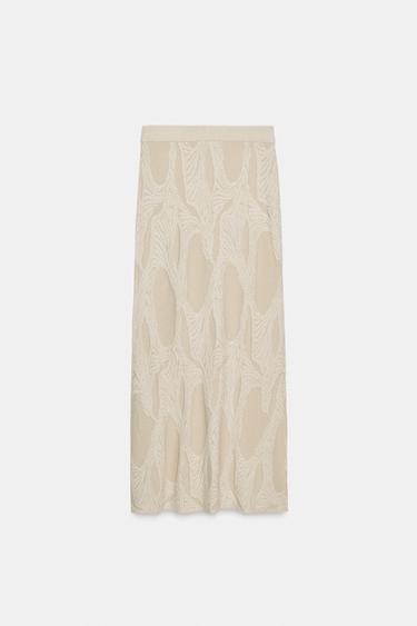 JACQUARD MIDI SKIRT - Mid-ecru by Zara - Image 4