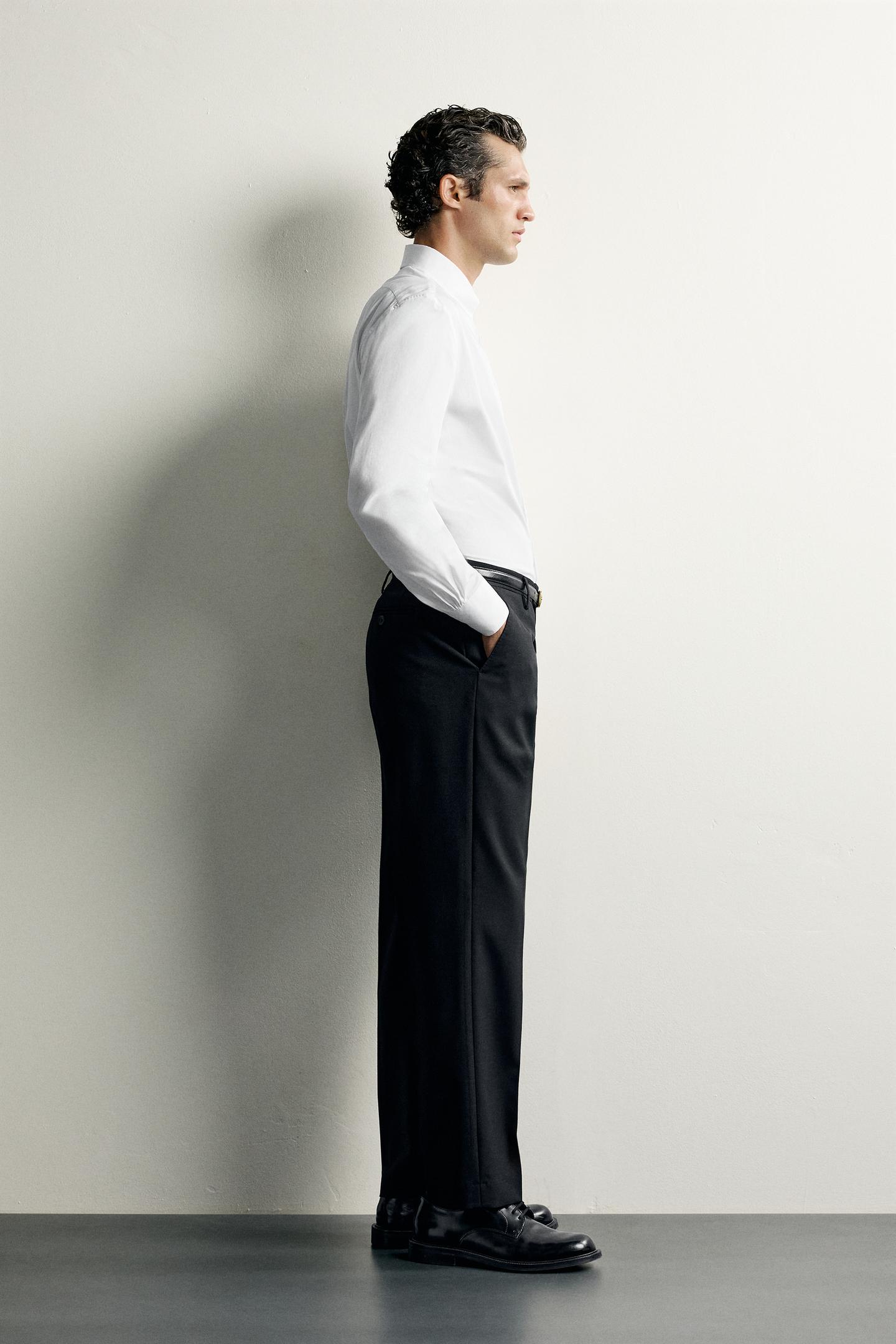 Мужская рубашка Zara Regular Fit, цвет: Белый — фото 4
