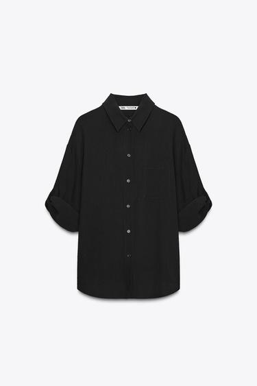 ZW COLLECTION FLOWING SHIRT WITH POCKET - Black by Zara