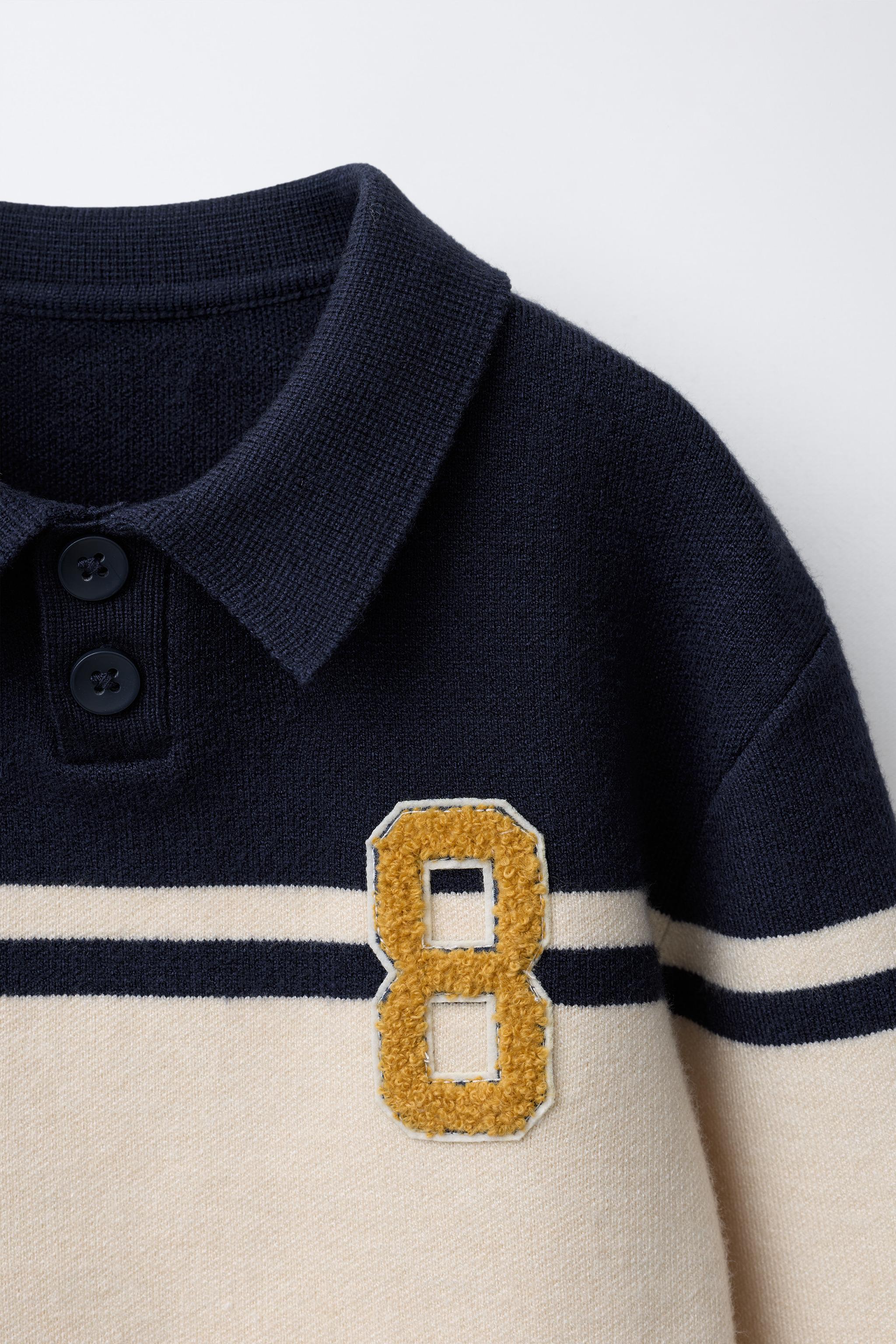KNIT VARSITY PATCH POLO SHIRT