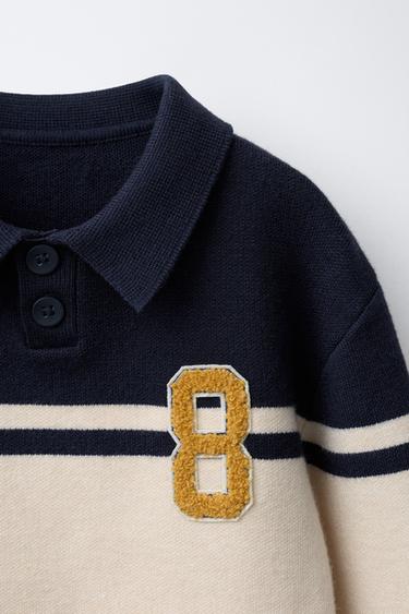 VARISITY PATCH KNIT POLO SHIRT - Navy blue by Zara - Image 2