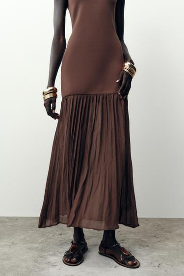 CONTRAST KNIT DRESS - Light brown by Zara - Image 2