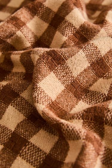 CHECK FLEECE THROW - Brown by Zara - Image 3