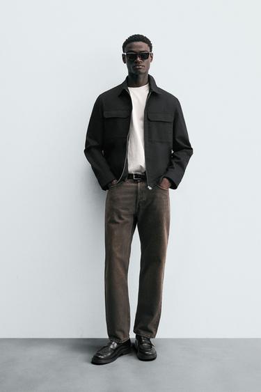 JEANS CALÇA RETA REGULAR - Marrom da Zara - Imagem 0