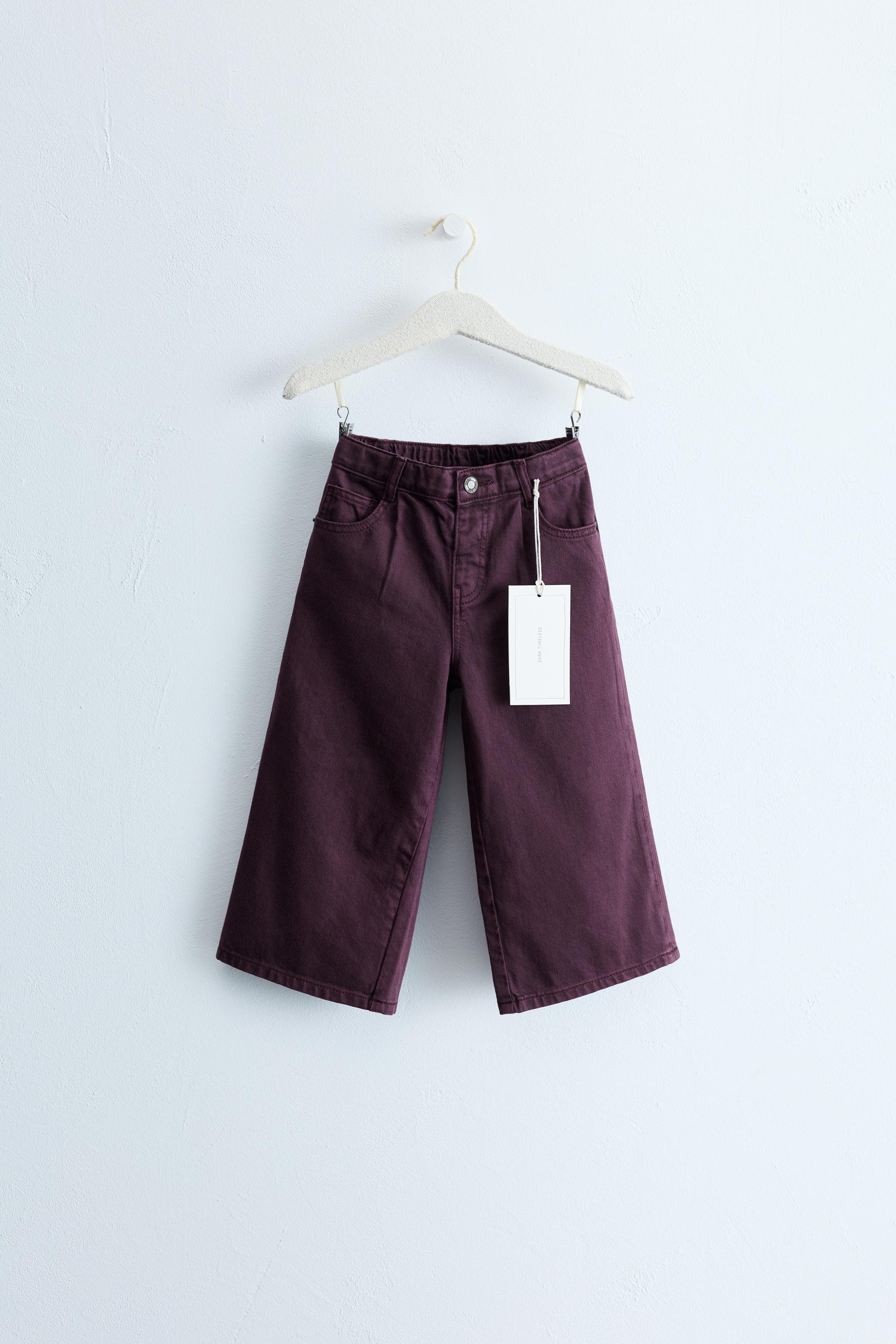 ZARA TIMELESS - WIDE LEG TWILL PANTS — Purple