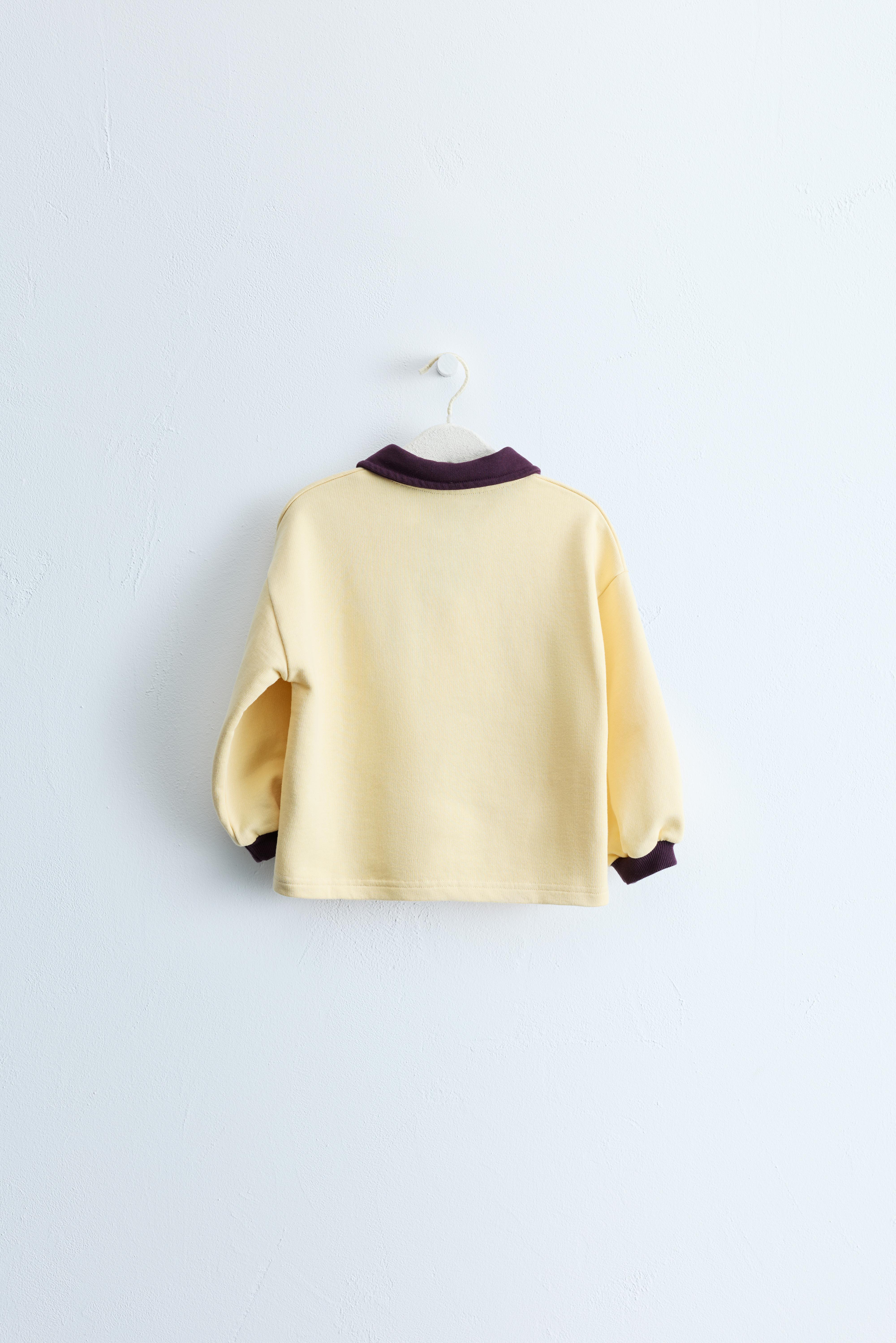 ZARA TIMELESS - SWEAT À COL POLO CONTRASTE