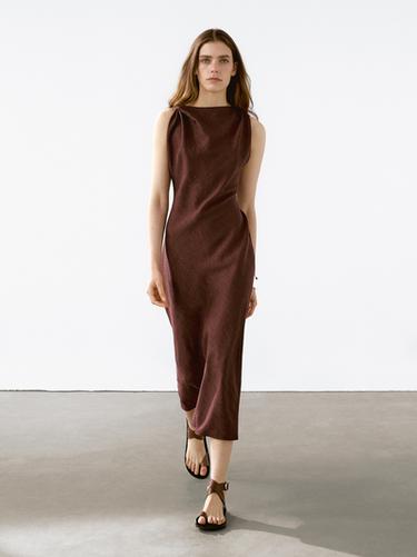 Zara Long halter dress - Chocolate