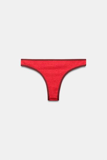 BAS DE BIKINI TEXTURÉ CONTRASTANT - Rouge de Zara - Image 7