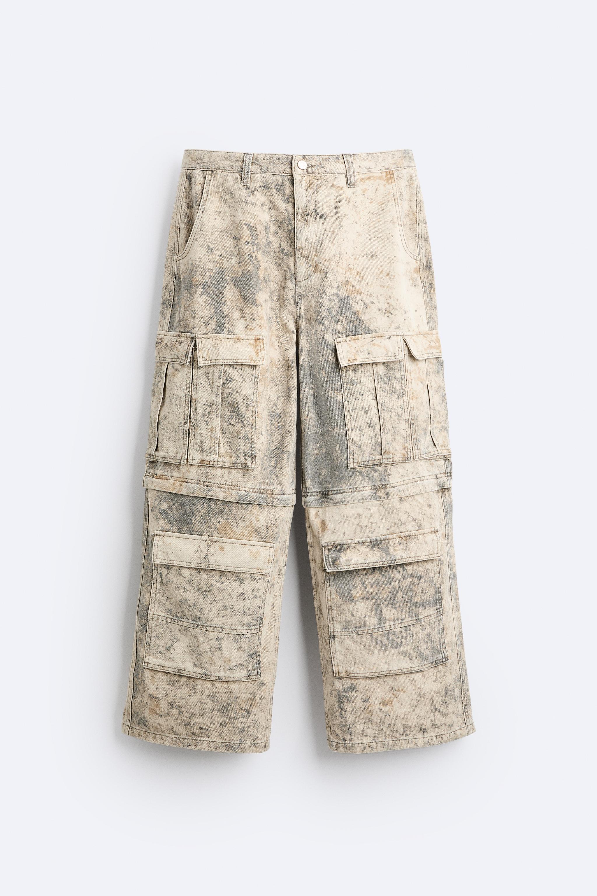 soft flowy zara cargo/khaki type pants, zipper and - Depop