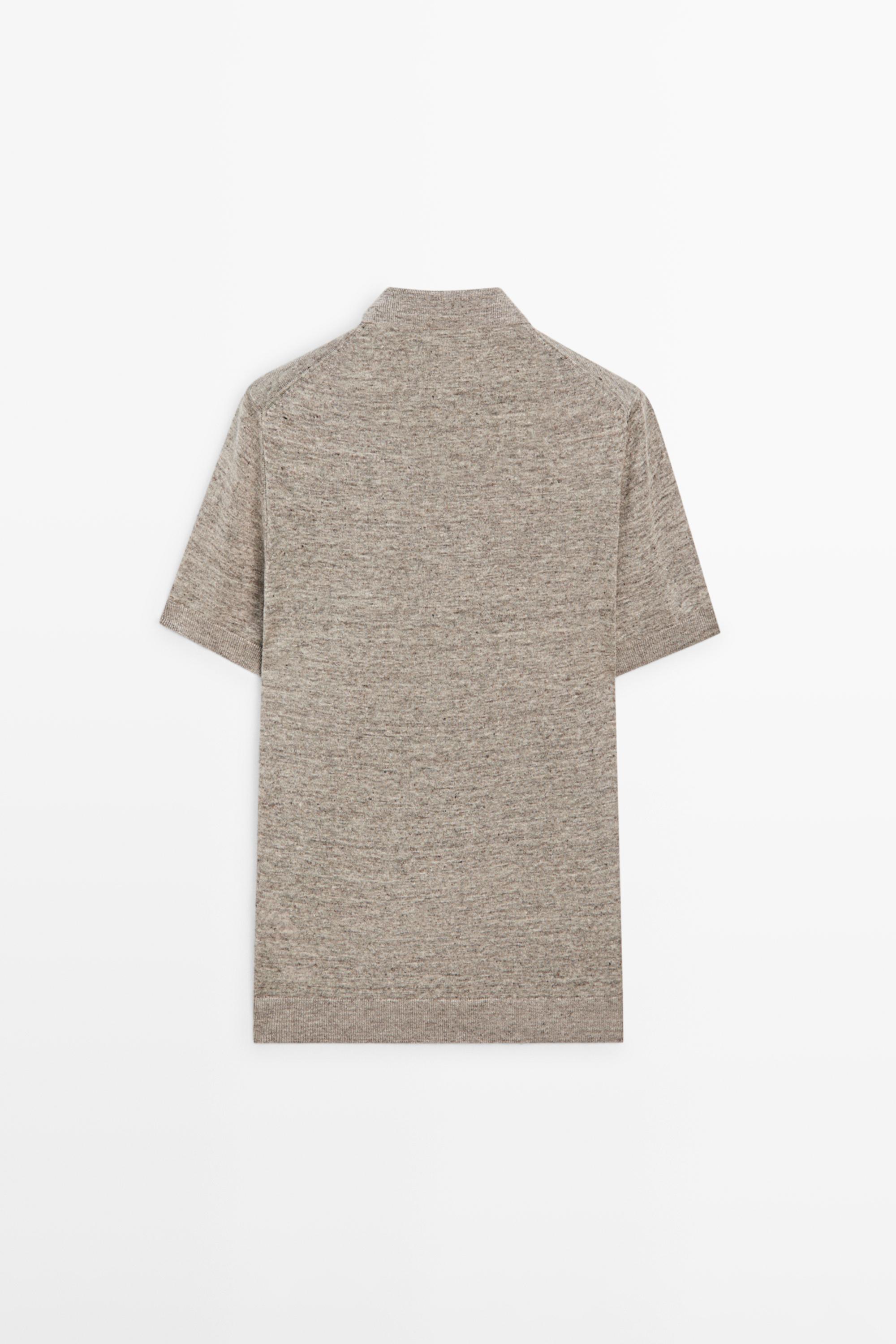 100% linen melange polo shirt