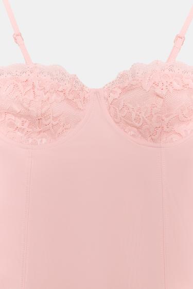 TOP STYLE CORSET ET DENTELLE - Rose pâle de Zara - Image 7