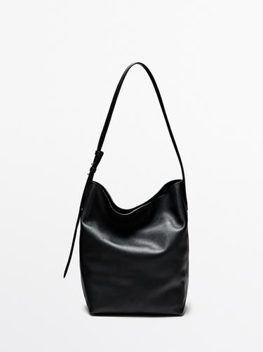 Sac seau en cuir nappa - Noir de Zara - Image 0