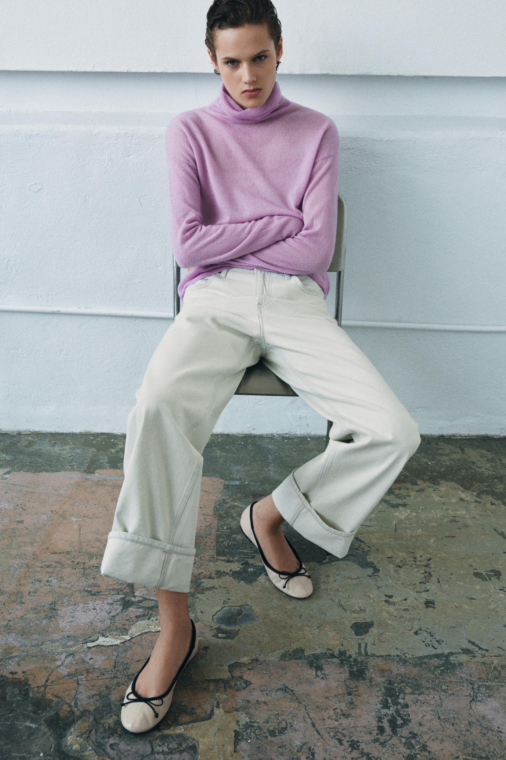 CONTRAST LEATHER BALLET FLATS