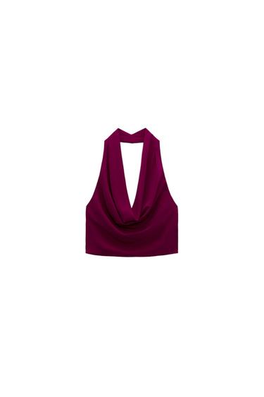 FLUID NECKLINE HALTER TOP