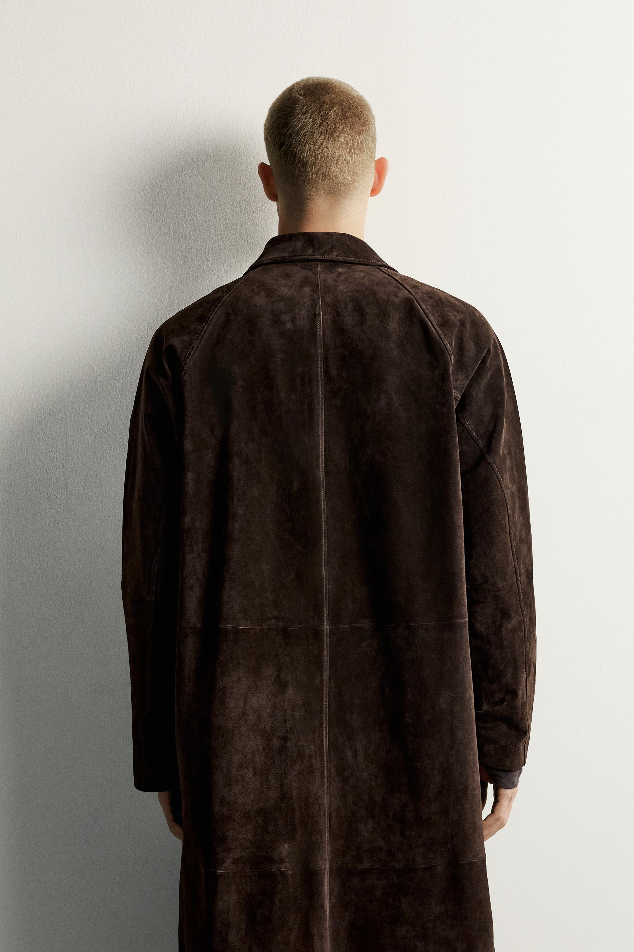 MANTEAU RELAXED FIT EN CUIR CROÛTE DE
