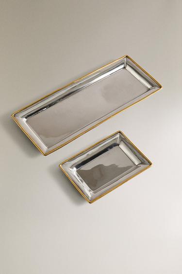 DECORATIVE CHRISTMAS TRAY WITH EDGE DETAIL - Silver by Zara - Image 1