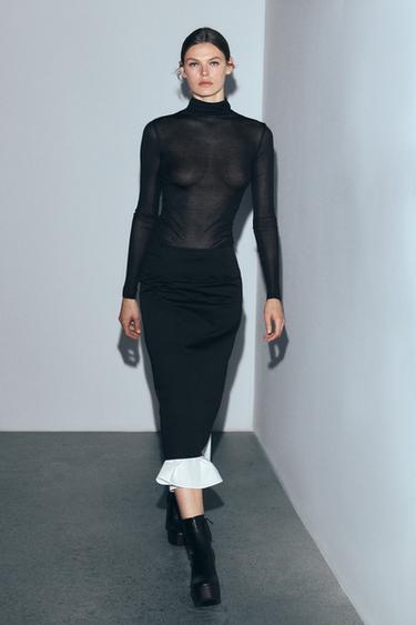 JUPE BIMATIÈRE ZW COLLECTION - Noir / Blanc de Zara