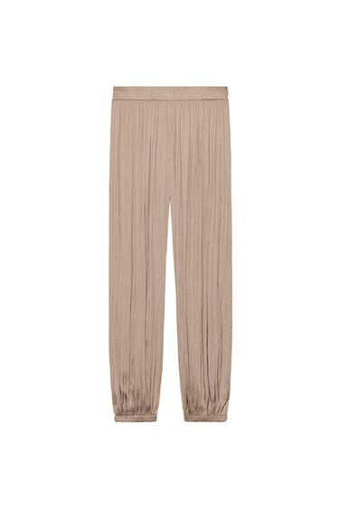 PANTALÓN BOMBACHO SATINADO - Marrón / Toupa de Zara