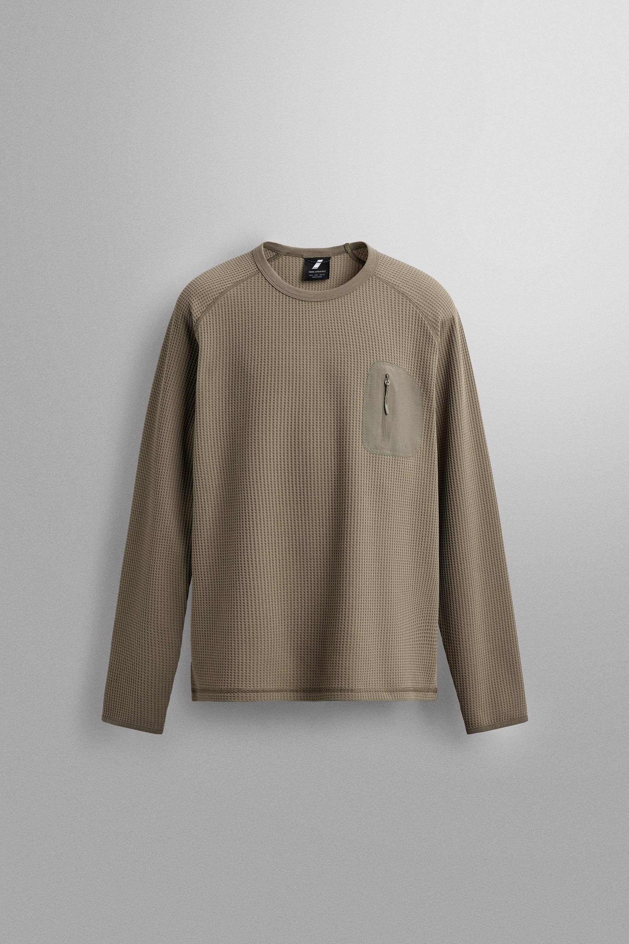 WAFFLE KNIT POCKET T-SHIRT - Mid-camel | ZARA United States