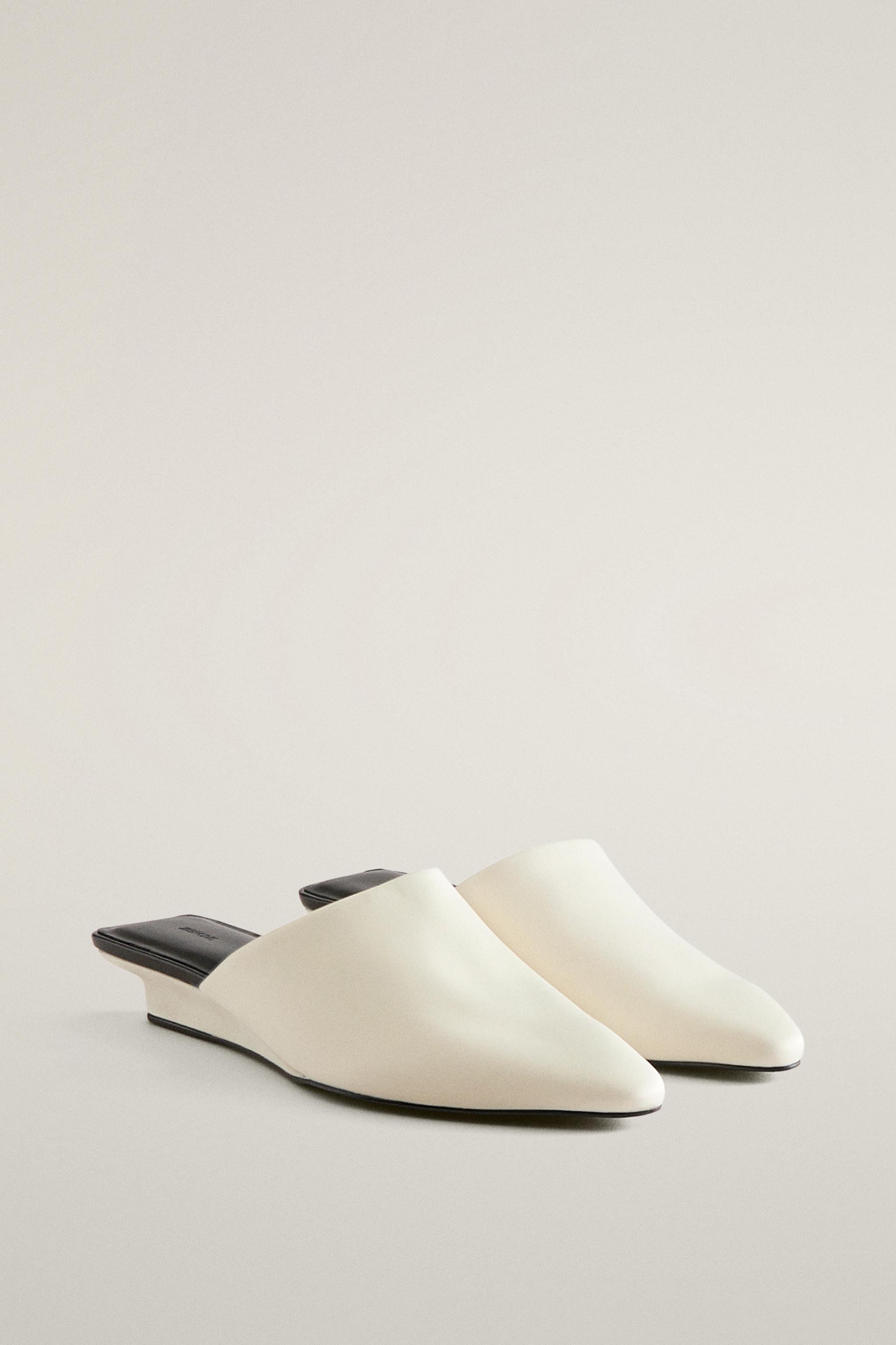 SATEEN WEDGE MULES WITH LEATHER INSOLE