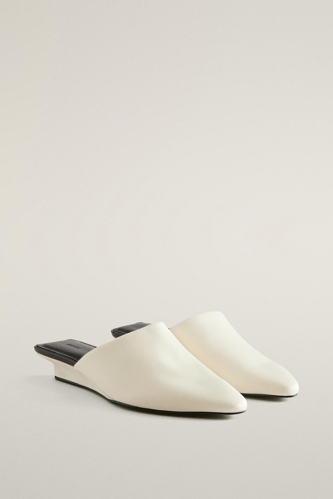 SATEEN WEDGE MULES WITH LEATHER INSOLE — White