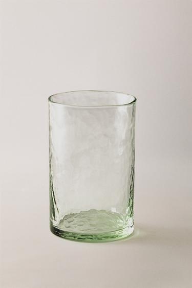 DRINKGLAS MET GEHAMERD EFFECT - Groen van Zara