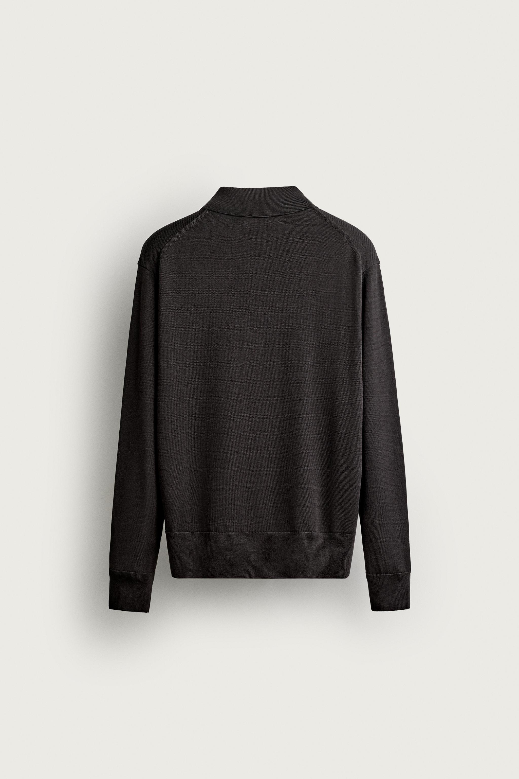 REGULAR FIT COTTON CARDIGAN — Charcoal gray