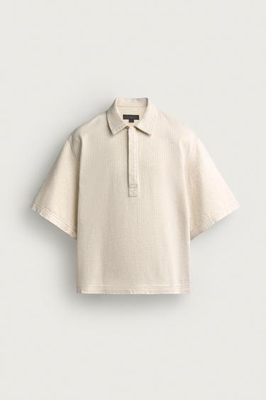 STRIPED BOXY FIT POLO SHIRT - Ecru by Zara