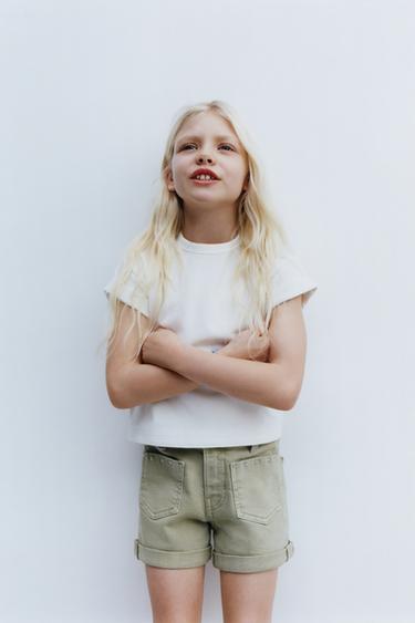 SHORT EN JEAN À CLOUS ÉTOILES - Vert de Zara - Image 5