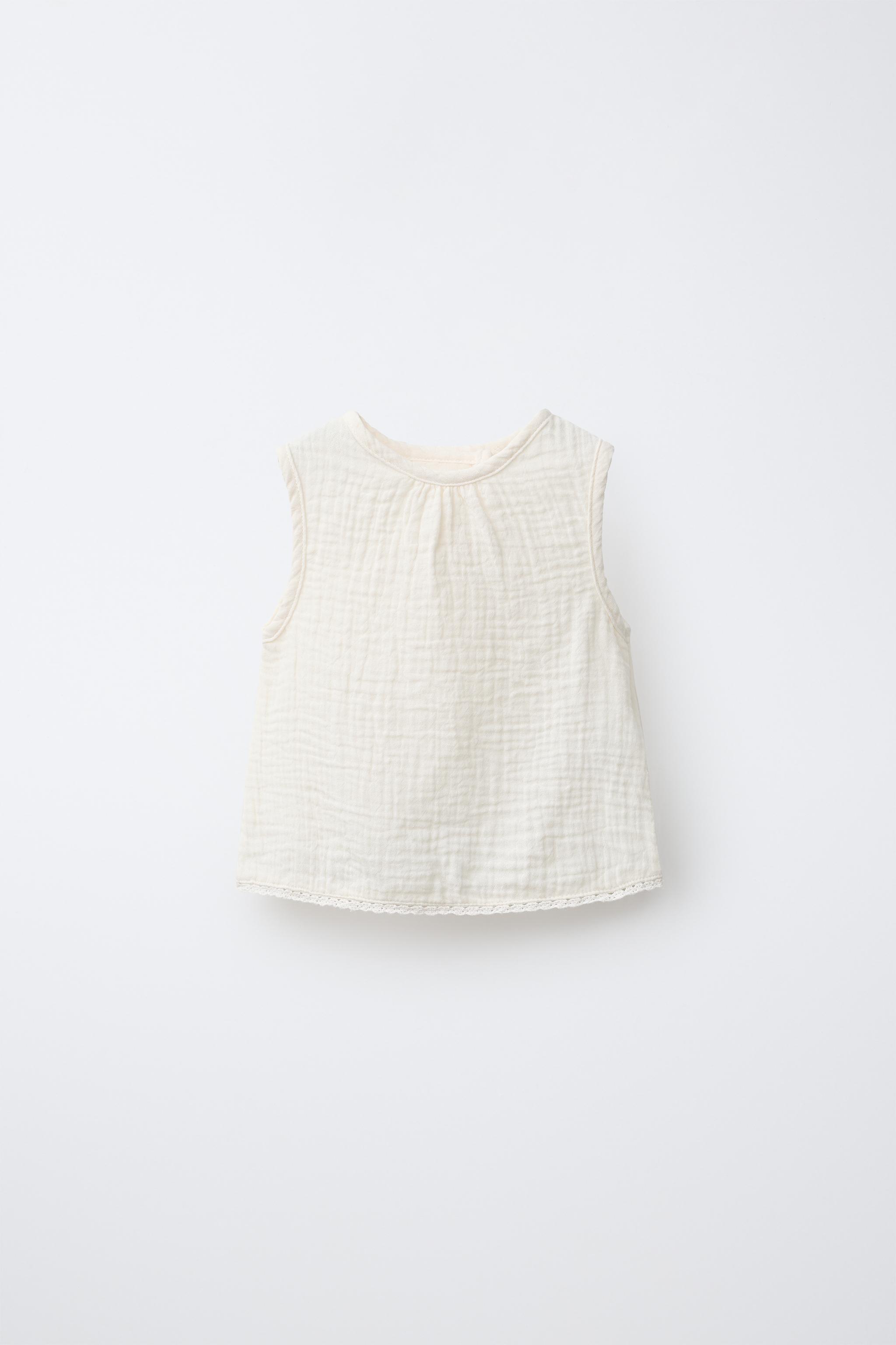 TEXTURED LACE BLOUSE — Ecru