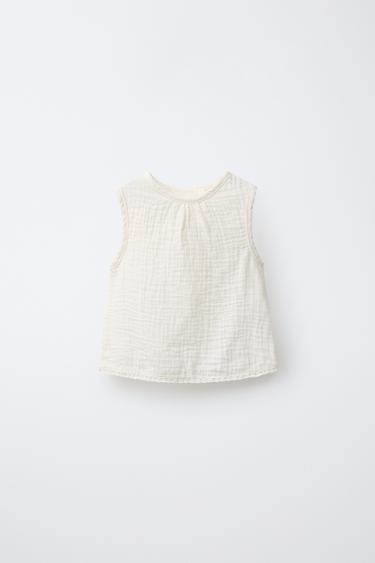 BLUSA TEXTURA PUNTILLA - Crudo de Zara - Imagen 0