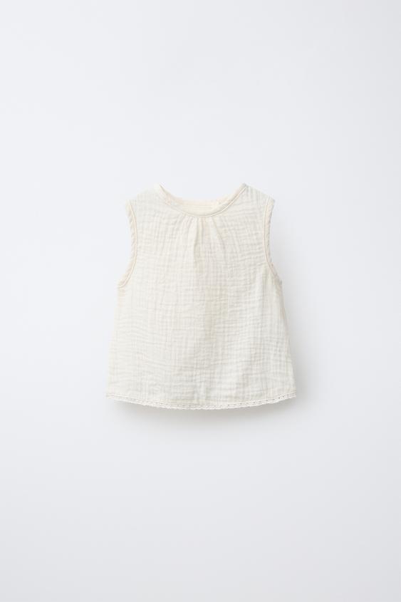 Zara 蕾絲紋理罩衫 - 裸色 - 圖片 0