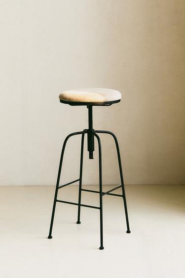 TABOURET HAUT PIVOTANT EN LIN - Noir / Écru de Zara