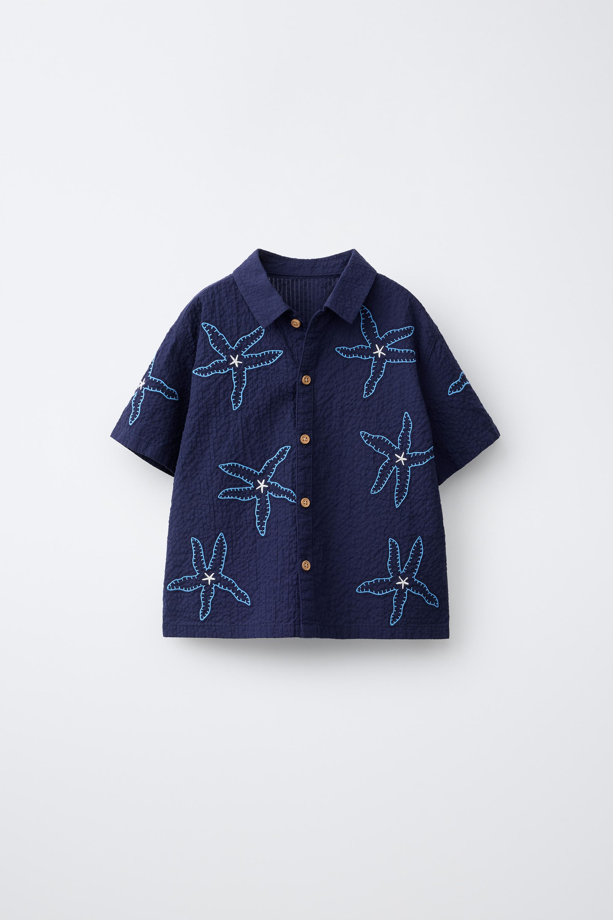 CHEMISE SEERSUCKER ÉTOILES BRODÉES