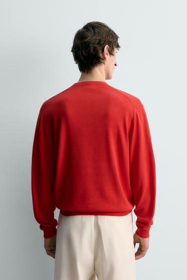 RELAXED FIT CARDIGAN - Red by Zara - Image 3