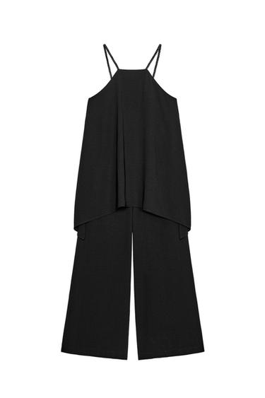 DOUBLE-LAYER BRAIDED STRAP JUMPSUIT - Black by Zara