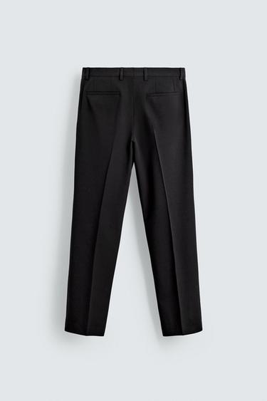 WOOL BLEND TUXEDO SUIT TROUSERS - Black by Zara