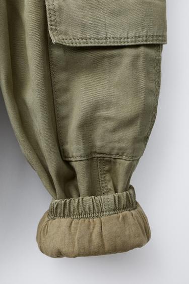SOFT LOOSE-FITTING CARGO TROUSERS - Green by Zara