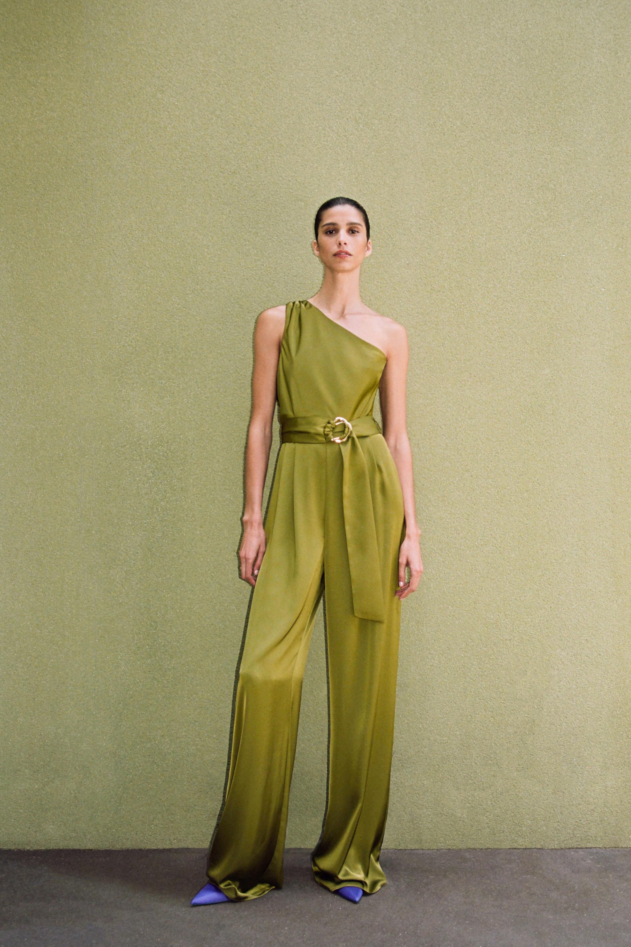 Jumpsuit green zara on sale