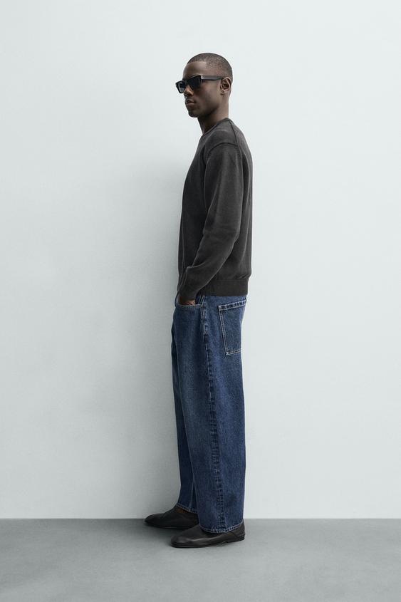 テーパードワイドフィットデニムパンツ - ブルー | ZARA Japan / 日本