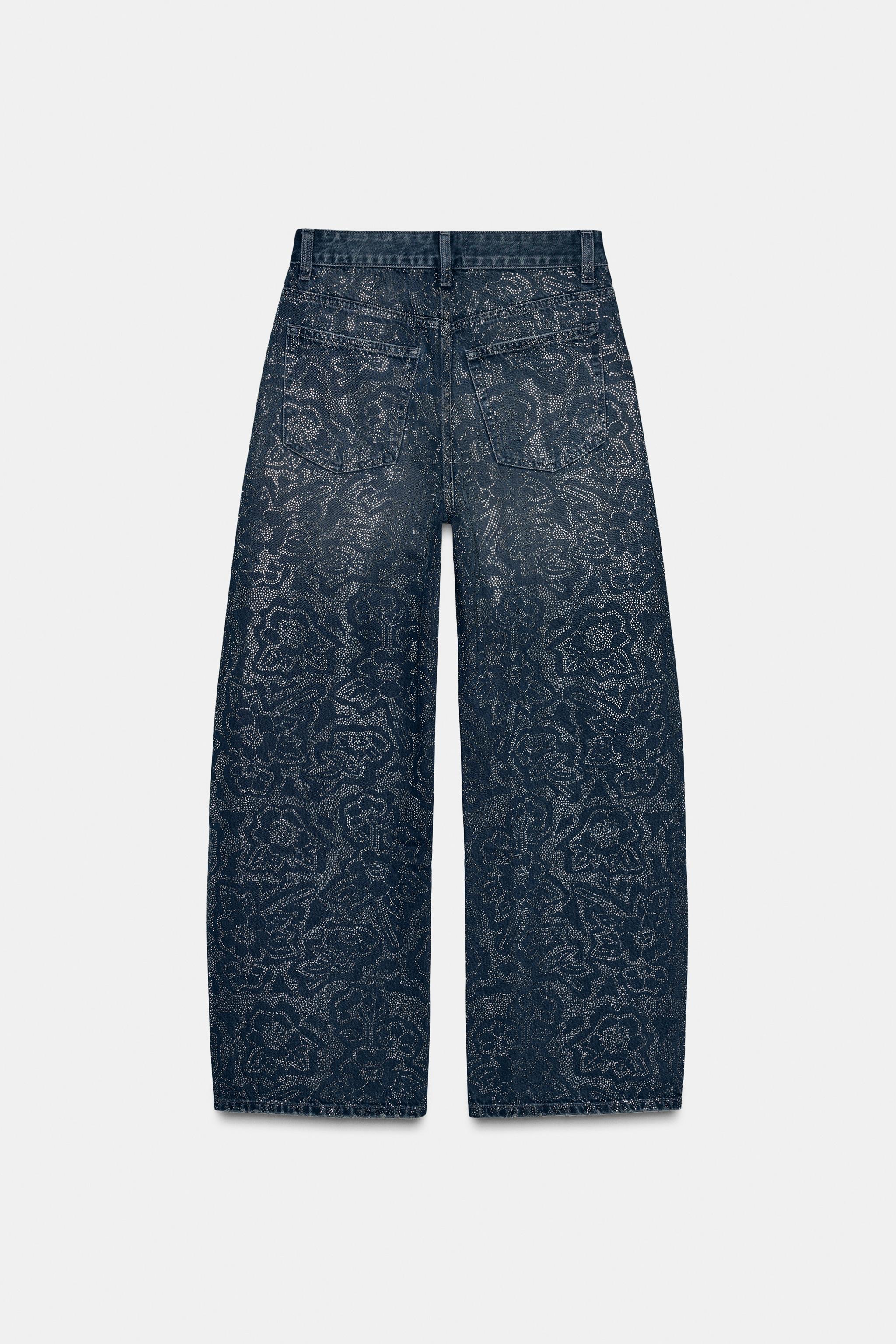 TRF BAGGY ラインストーンデニムパンツ - ダイブルー | ZARA Japan / 日本