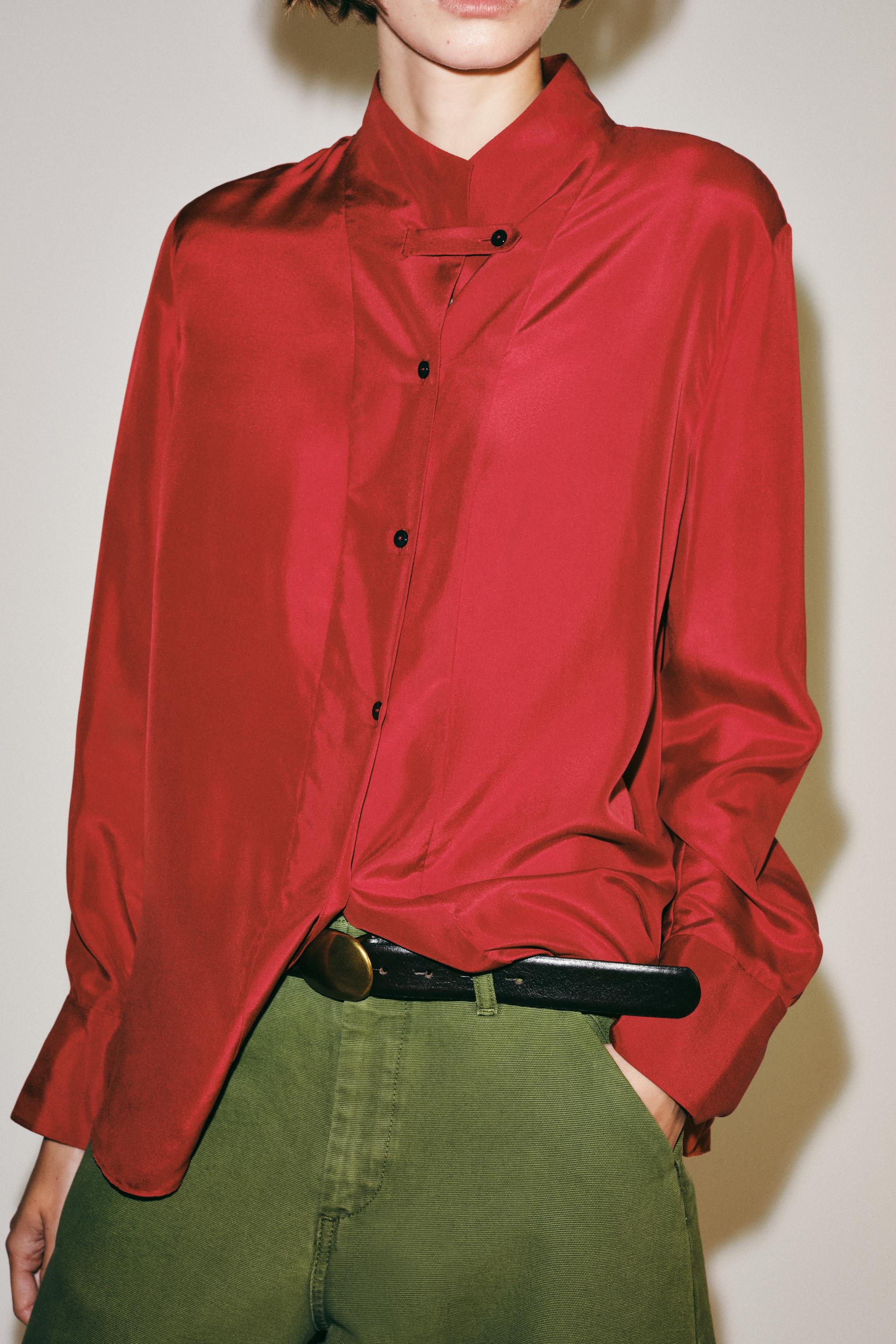 100% SILK ZW COLLECTION SHIRT — Red